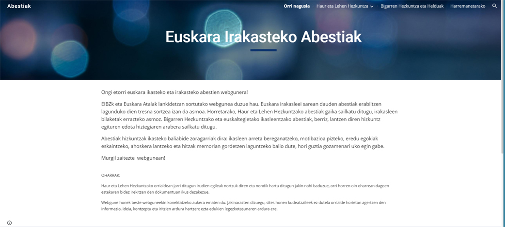 El Departamento de Educación recopila en una página web canciones para el aprendizaje de euskera